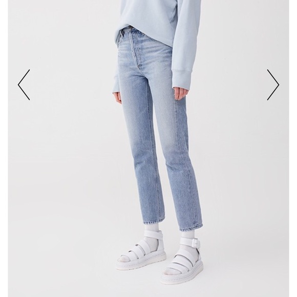 Agolde Denim - Agolde Riley high rise crop in blue rock